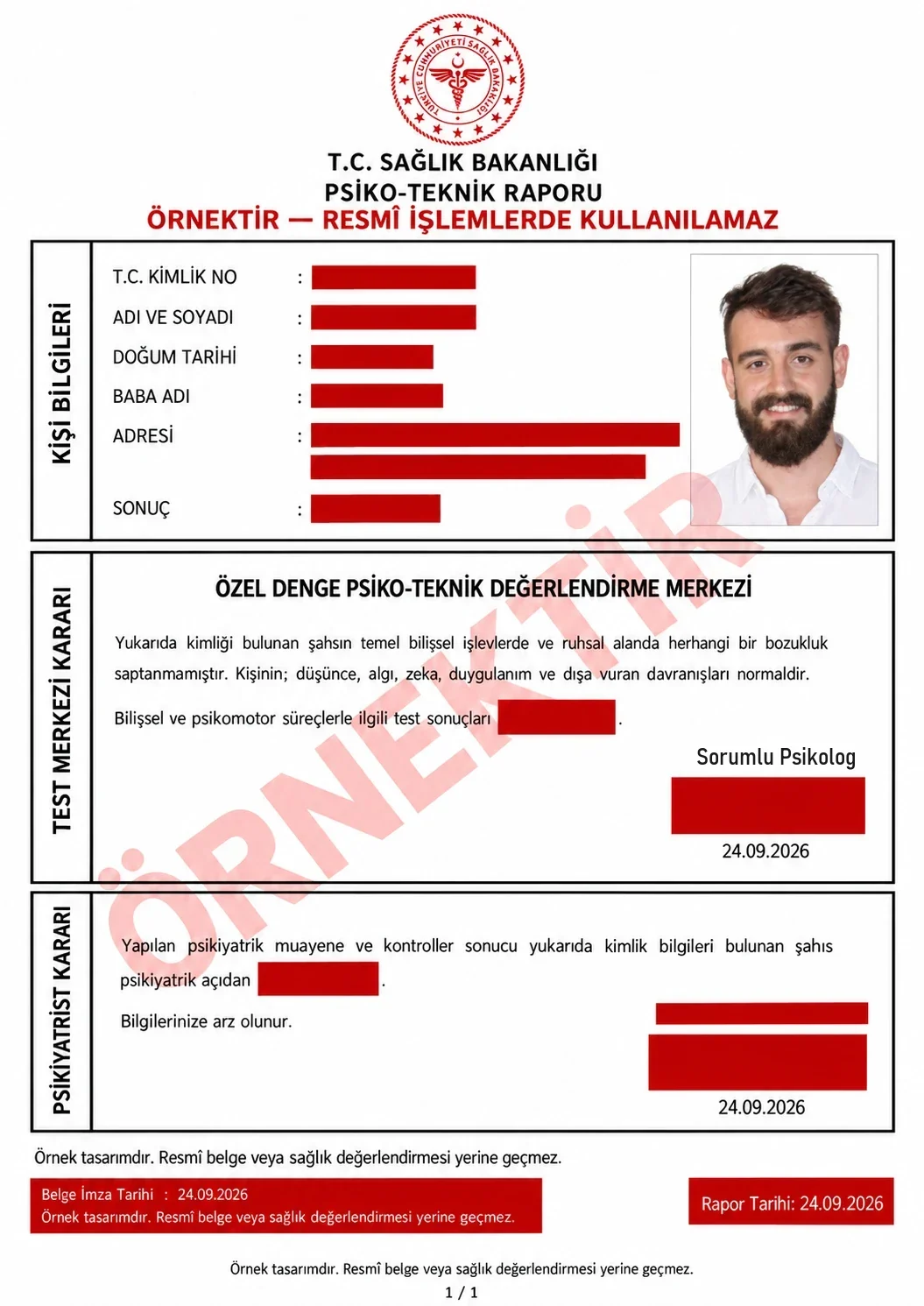 Psikoteknik raporu örneği